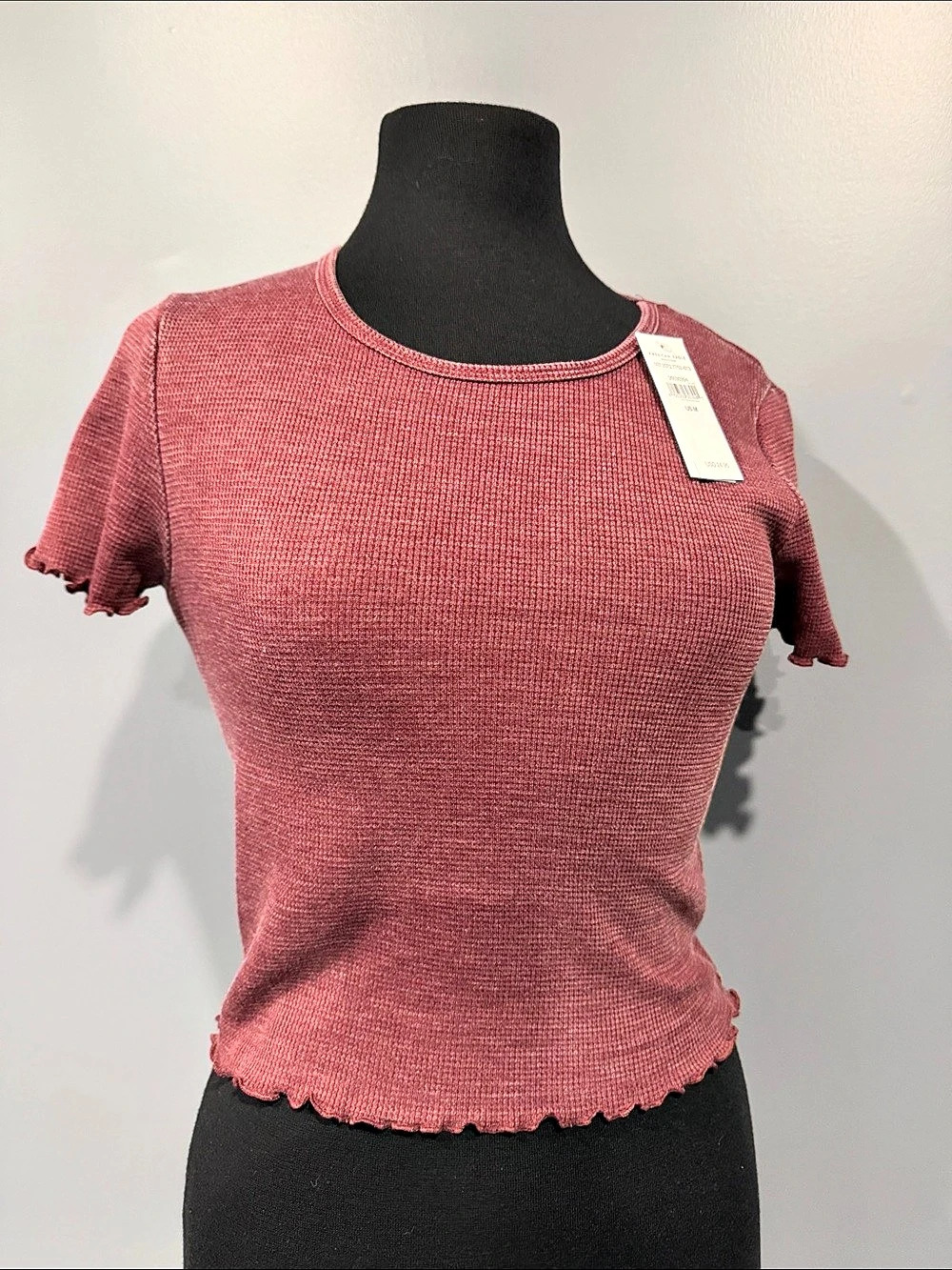 American Eagle AE Hey Baby Waffle Tee Short Sleeve Top Pink Medium